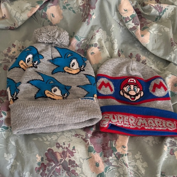 Nintendo Other - Sonic and Mario Knit Beanies